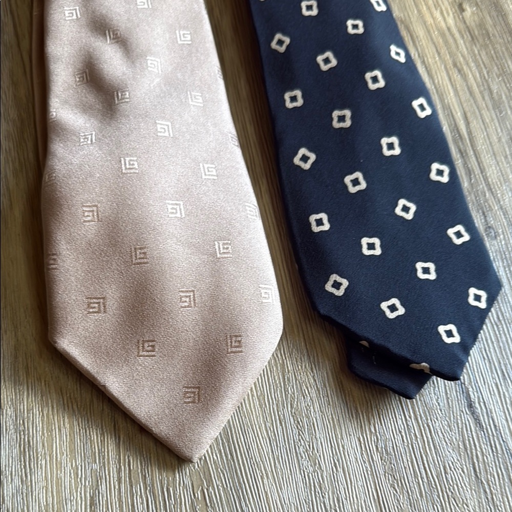 Vintage Silk Elegant Nude and Black/Navy Patterned Ties